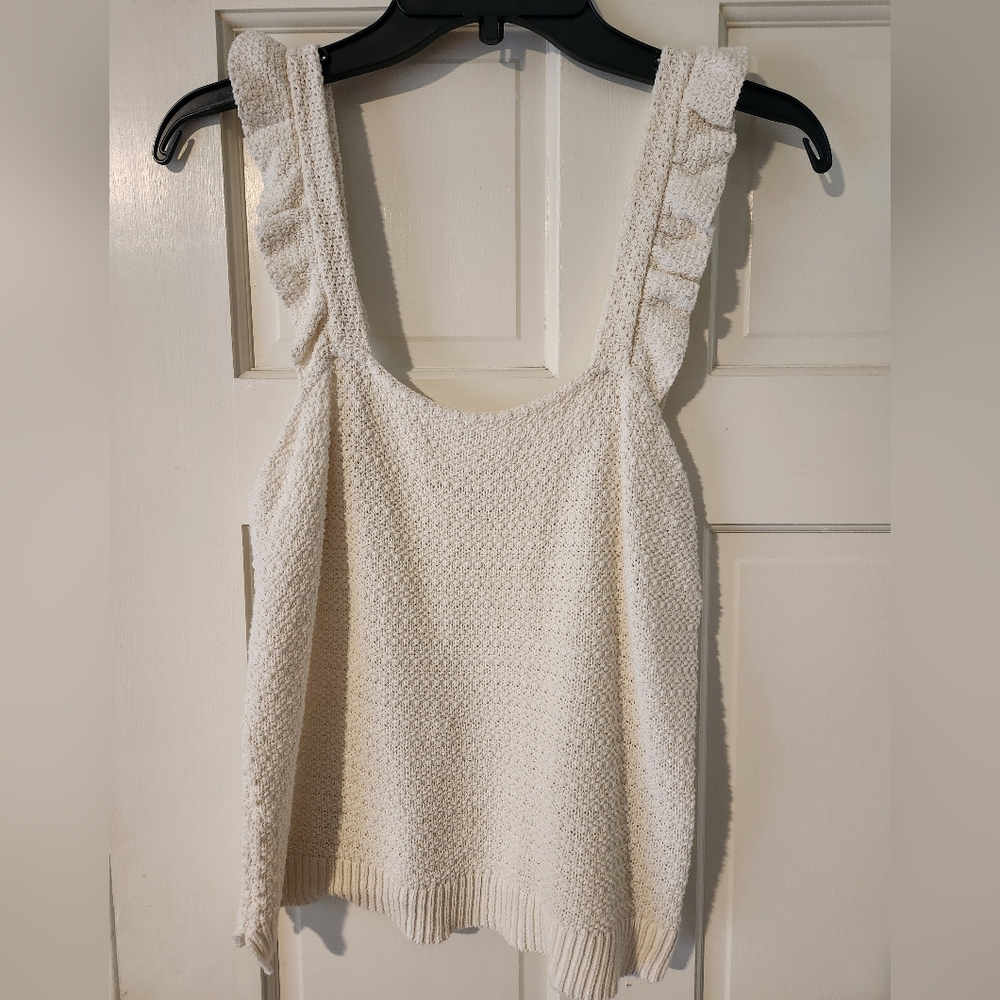 Madewell white/cream crochet ruffle strap sweater tank size S
